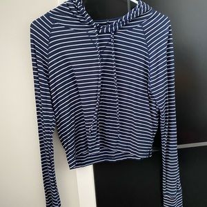Navy & white stripped long sleeve crop top.